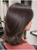 ★ミディアムレイヤー/グレーブラウン/簡単スタイリング/ボブ