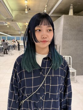 ダブ アオヤマ(DaB AOYAMA) ネイビーグラデーションカラールーツカラー姫カット