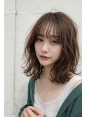 ミディアム20代30代ストレートレイヤー前髪なし前髪あり池袋