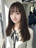 スターズレイ 本川越(STARS ray)&nbsp;小顔 レイヤー ロング シースルーバング 暗髪 グレージュ