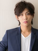 グルーミングサロン バーバー キャッスル 北浦和西口(Grooming salon Barber Castle)&nbsp;カジュアルダークブラウン斜めバング束感マッシュウルフa1北浦和