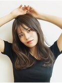 小顔セミウェットウェーブピンクベージュハイライトカラー