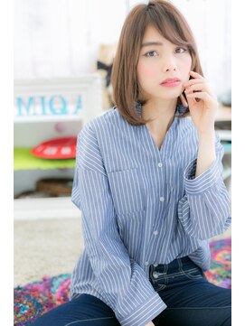 ミック 日暮里店(miq) 斜めバングｘバレイヤージュ艶カラーエアストレートa1