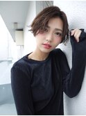 札幌ショート　大人かわいいひし形ショートボブ　毛先パーマ