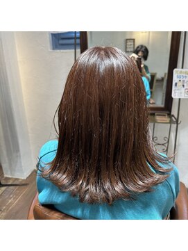 ロア(Loah) 外ハネボブ×ペールピンク/ベージュピンク