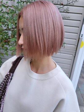 シーエスメイドバイシャチュー 京都店(CS made by SHACHU) ピンクベージュ×ボブ