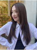 顔周りレイヤーカットくびれヘアミルクティーベージュカラー