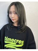 10代20代★大人かわいいブリーチなしダブルカラーオリーブグレー