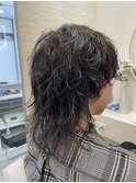 men'shair ダークアッシュ ニュアンスパーマ