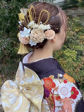 ナカオコアフュール(NAKAO COIFFURE) 編み込みアレンジ おくれ毛 着物ヘア 成人式ヘアセット