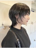 天神大名顔周りレイヤーカットミディアムウルフカット今泉