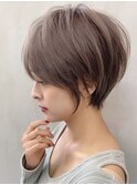 立川丸みショート/アッシュベージュ/ハイライトカラー/小顔