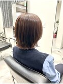 ピンクベージュ×くびれボブ