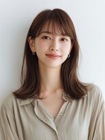 シア(XIA)&nbsp;ナチュラルミディ/外ハネ/シースルーバング/ココアブラウン