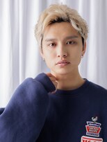 モッズヘア メン 新所沢店(mod's hair men)&nbsp;かき上げくせ毛風ホワイトブロンド刈り上げ短髪フェザーパーマd