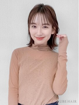 オーブ ヘアー レーヴ 自由が丘店(AUBE HAIR reve) 20代・30代_シースルーバング切りっぱなしボブ