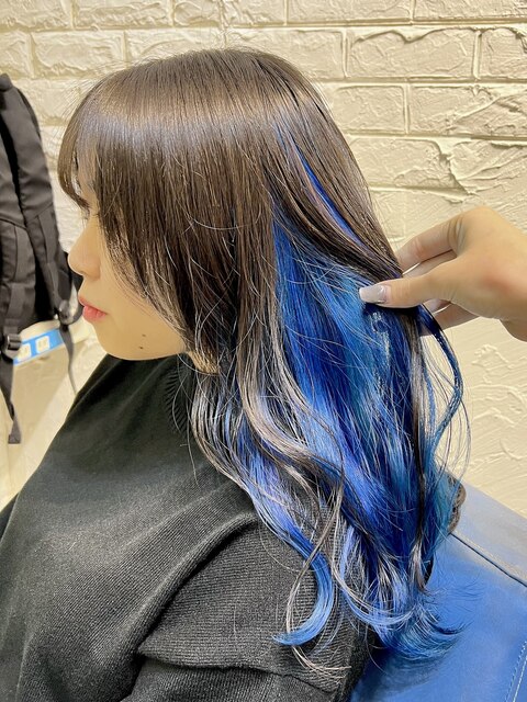 【SENA】インナーカラーブルー 寒色系カラー コバルトブルー