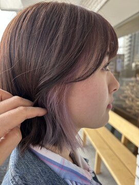 オーガニックエコ 川越(organic+eco) 切りっぱなしボブ×つやつやピンクカラー