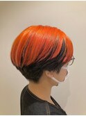 ハンサムショート女子のハイトーンカラー オレンジ