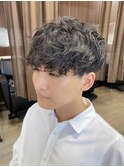 無造作シャドウパーマスパイラルパーマメンズマッシュ刈り上げ