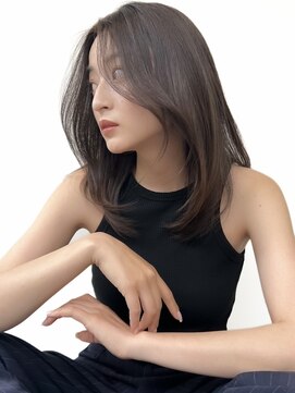 ジルブラン(JIL BLAN) 小顔美人レイヤーカットミディアムグレージュハイライトボブ