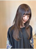 お客様スナップ　ロングウルフ　レイヤー　ベージュ