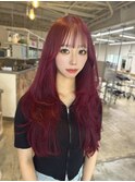 レイヤーカット/韓国ヘア/チェリーレッド/ロングヘア/MANAMI