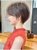 ココアベージュ/小顔/マッシュショート/髪質改善
