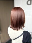 切りっぱなしボブとコーラルピンク【ラクレ/西大分】