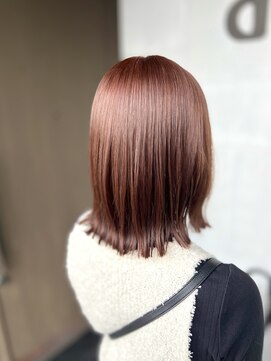 ラクレ(d.la cle) 切りっぱなしボブとコーラルピンク【ラクレ/西大分】