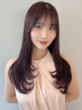 ソラ 広尾店(SORA) ロングレイヤー/顔周りカット/ピンクブラウン