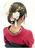 卒業式 成人式 振袖 袴 着付け ヘアセット 金箔 水引 シニヨン
