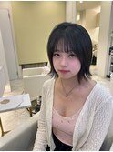 レイヤーボブ/小顔カット/前下がりボブ/切りっぱなし/韓国風