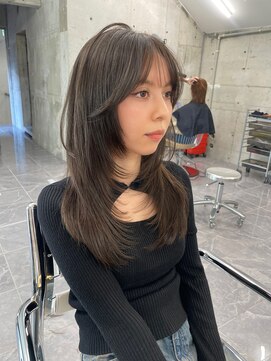 サイン 渋谷(SIGN) 韓国ヘアハッシュカットレイヤーカットベージュブリーチ無し