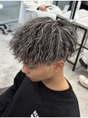縦落ちツイスパ　ツイストスパイラル眉カットメンズパーマ