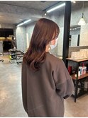 くすみピンク/ハイライト/ロングヘア/サイドバング