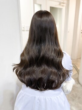 レア 表参道(L'ea) くびれヘアアプリコットオレンジ夏ヘアハイライトカラー