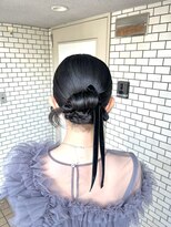フェリーチェ 六本木店(Felice)&nbsp;カチモリ シニヨン タイトヘア ベロアリボン お呼ばれヘア