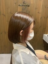 アドラーブル 長岡リップス旭岡店(adorable)&nbsp;20代30代大人可愛い丸み小顔ボブ★ピンク×インナーカラー