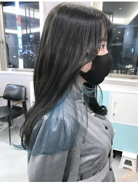 ルーブ トウキョウ(Loob. TOKYO) インナーカラー(ペールブルーカラー.青色.水色)×ブラック