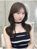 明るめ透明感ブラウン♪人気のシースルーバングと顔周りカット!