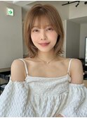 こなれくびれボブ/顔まわり/透明感カラー/アッシュベージュ