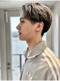 men'sメンズブリーチハイライトダブルカラーフェザーパーマ/原宿