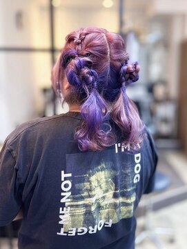 ゲート(GATE.) *SAKI*ピンク×パープル×ヘアセット