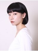 似合わせカット暗めカラーブルーブラックショートボブ0902