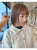 レイヤーボブマロンベージュインナーカラーブリーチ
