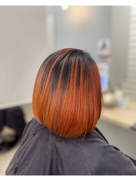 ラックスビー マーレ 沖縄うるま店(LUXBE mare) ボブ オレンジバレイヤージュ