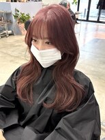 チル 福井駅前店(Chill)&nbsp;福井ピンクベージュダブルカラー韓国レイヤーくびれヘア顔周り
