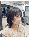 ＊ネオウルフカット黒髪グレーミディアムウルフレイヤーカット