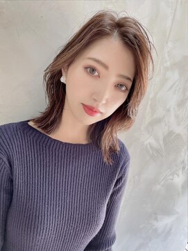 フラッグ ヘアー 天神西通り店(Flag HAIR) 大人ミディアム☆くびれボブ透明感イルミナカラー